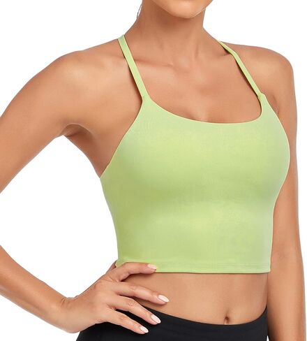 حمالة صدر رياضية مبطنة للسيدات من Lemedy Longline Strappy Back وتمارين اليوجا بدون أكمام in Kuwait