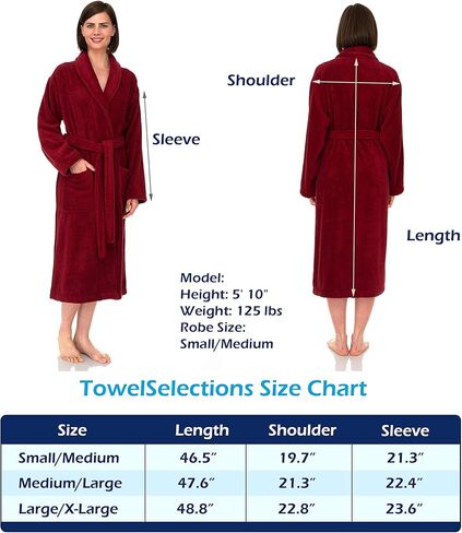 رداء حمام نسائي من القطن العضوي من TowelSelections، رداء تيري شال in Kuwait