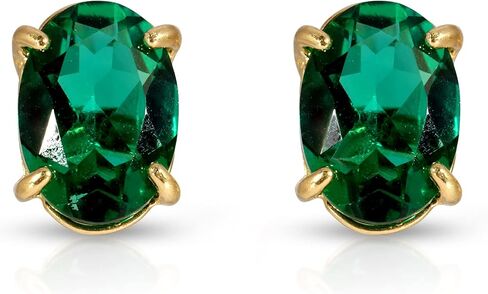 Galaxy Gold GG 14K Solid Yellow Gold Stud Earrings with Lab. Grown Emerald Grade AAA in Kuwait