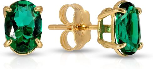 Galaxy Gold GG 14K Solid Yellow Gold Stud Earrings with Lab. Grown Emerald Grade AAA in Kuwait
