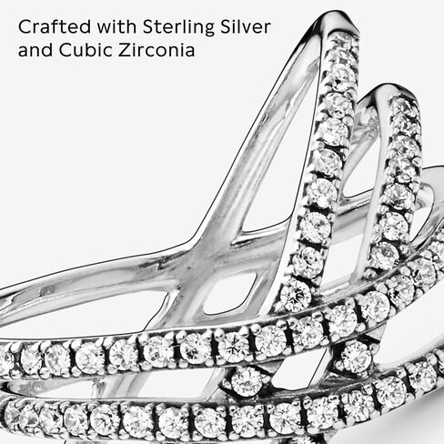 Pandora Entwined Lines Ring - Stackable Ring for Women - Gift for Her - Sterling Silver with Clear Cubic Zirconia - Size 5 in Saudi Arabia