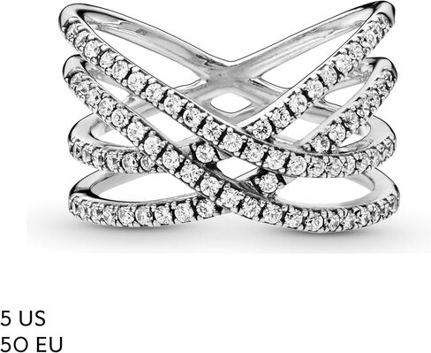 Pandora Entwined Lines Ring - Stackable Ring for Women - Gift for Her - Sterling Silver with Clear Cubic Zirconia - Size 5 in Saudi Arabia