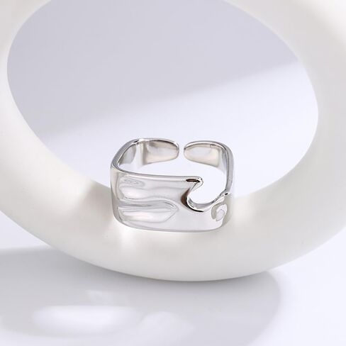 Unique Irregular Wide Statement Ring for Women Girls Geommetric Adjustable Stacking Open Finger Rings Eternity Promise Bands Personalized Jewelry Gifts Birthday in Saudi Arabia