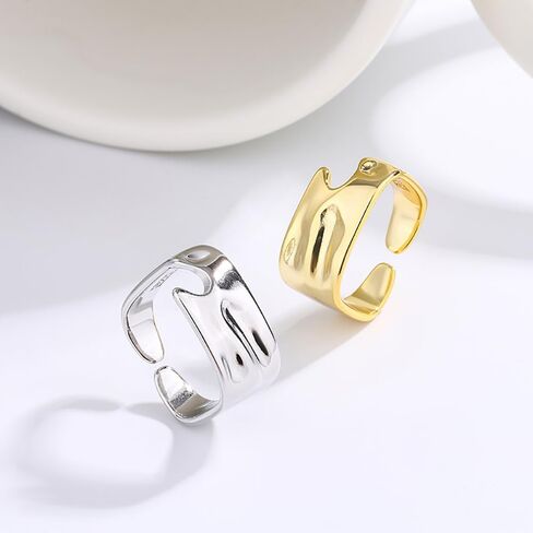 Unique Irregular Wide Statement Ring for Women Girls Geommetric Adjustable Stacking Open Finger Rings Eternity Promise Bands Personalized Jewelry Gifts Birthday in Saudi Arabia