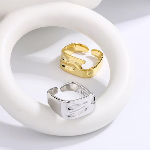 Unique Irregular Wide Statement Ring for Women Girls Geommetric Adjustable Stacking Open Finger Rings Eternity Promise Bands Personalized Jewelry Gifts Birthday in Saudi Arabia