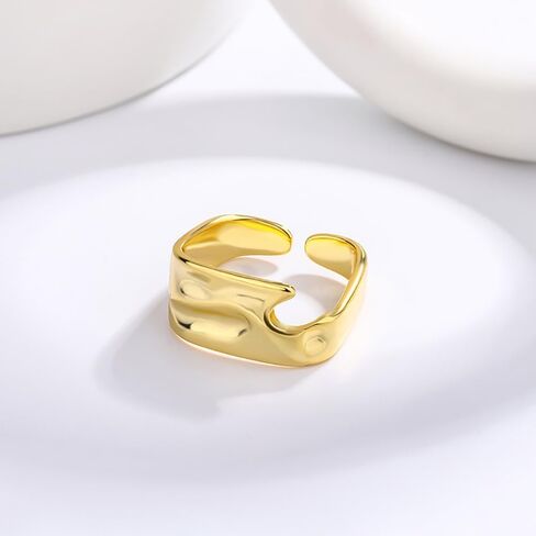 Unique Irregular Wide Statement Ring for Women Girls Geommetric Adjustable Stacking Open Finger Rings Eternity Promise Bands Personalized Jewelry Gifts Birthday in Saudi Arabia