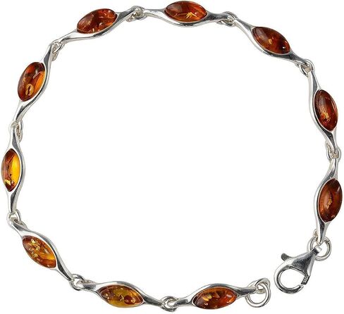 GIA Certified Sterling Silver Honey Baltic Amber Bracelet "Delicate", Genuine Baltic Amber Bracelet for Women, Amber Jewelry for Women, Amber Bracelets for Adults, Sterling Silver Collection in Saudi Arabia