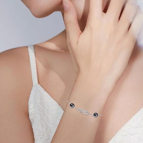Infinity Triple Protection Bracelet for Women 925 Sterling Silver Natural Gemstone Bracelet Genuine Tigers Eye Black Obsidian and Hematite 8mm Beads Bracelet for Women Bring Luck and Prosperity in Kuwait