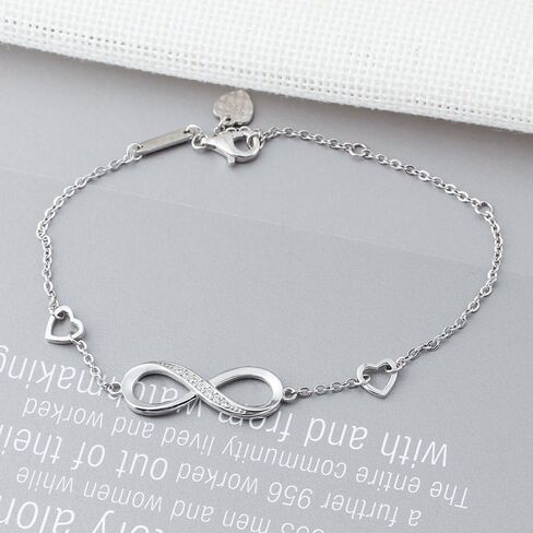 Bo&Pao Women's Infinity Bracelet 925 Sterling Silver, adjustable in Saudi Arabia