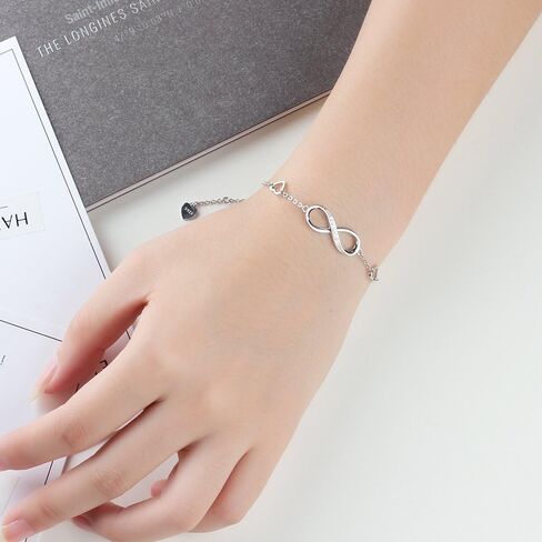 Bo&Pao Women's Infinity Bracelet 925 Sterling Silver, adjustable in Saudi Arabia