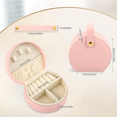 XZUZ Portable Jewelry Box，Small Jewelry Box，Travel Jewelry Box，Jewelry box with carrying handle，For organizing rings, earrings, necklaces.（Pink） in Kuwait
