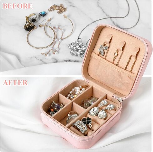 Gjinxi Jewelry Organizer Travel Accessories Earring Holder Box Case Small Size Mini Container Storage Drawer Necklace Bracelet Storing Organiser Women in Kuwait