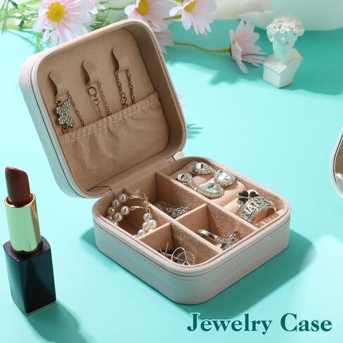 Gjinxi Jewelry Organizer Travel Accessories Earring Holder Box Case Small Size Mini Container Storage Drawer Necklace Bracelet Storing Organiser Women in Kuwait