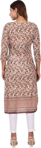 ladyline Chikankari Schiffli Embroidered Ajrakh Printed Cotton Tunic Top Blouse Kurti Kurta in Saudi Arabia