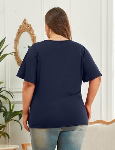 Tanst Sky Womens Plus Size Tops Ruffle Sleeve V Neck Shirts Casual Summer Tunic Blouses XL-5XL in Saudi Arabia