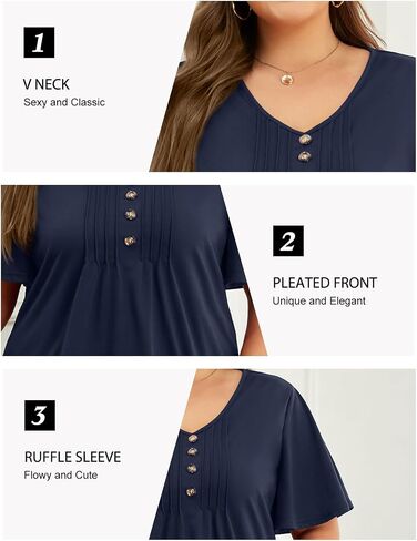 Tanst Sky Womens Plus Size Tops Ruffle Sleeve V Neck Shirts Casual Summer Tunic Blouses XL-5XL in Saudi Arabia