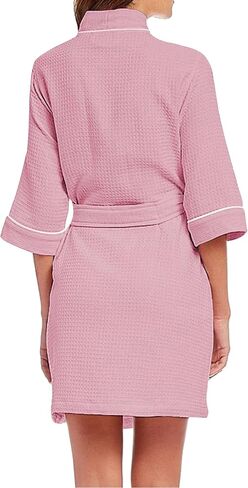 MISSKY Women's Robes Waffle Knit Bathrobe Knee Length Soft Sleepwear Loungewear with Pockets in Saudi Arabia