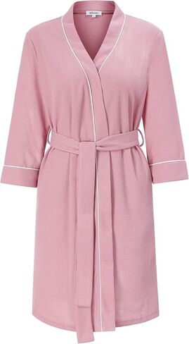 MISSKY Women's Robes Waffle Knit Bathrobe Knee Length Soft Sleepwear Loungewear with Pockets in Saudi Arabia