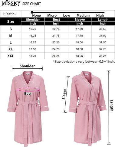 MISSKY Women's Robes Waffle Knit Bathrobe Knee Length Soft Sleepwear Loungewear with Pockets in Saudi Arabia