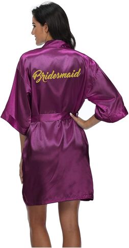 رداء MissNina Bride Robes لوصيفات العروس، أردية زفاف ناعمة لحفلات الزفاف، ملابس نوم حريرية مقاس واحد in Kuwait