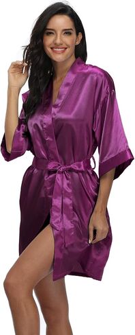 رداء MissNina Bride Robes لوصيفات العروس، أردية زفاف ناعمة لحفلات الزفاف، ملابس نوم حريرية مقاس واحد in Kuwait