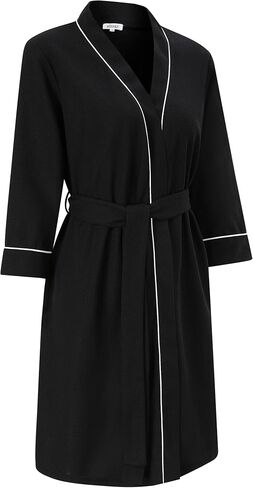 MISSKY رداء حمام نسائي منسوج بنسيج وافل بطول الركبة وملابس نوم ناعمة مع جيوب in Kuwait