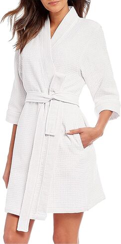 MISSKY Women's Robes Waffle Knit Bathrobe Knee Length Soft Sleepwear Loungewear with Pockets in Saudi Arabia