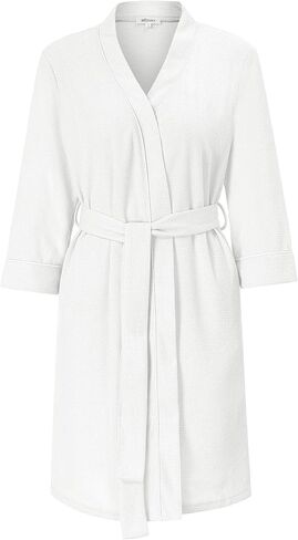 MISSKY Women's Robes Waffle Knit Bathrobe Knee Length Soft Sleepwear Loungewear with Pockets in Saudi Arabia