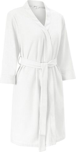 MISSKY Women's Robes Waffle Knit Bathrobe Knee Length Soft Sleepwear Loungewear with Pockets in Saudi Arabia