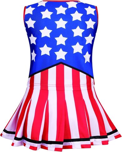 زي Yolsun Cheerleader للفتيات للهالوين زي العلم الأمريكي اللطيف، فستان عيد الاستقلال للأطفال in Kuwait