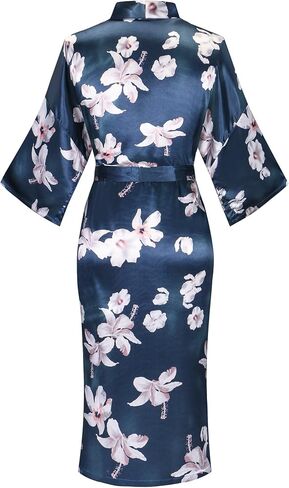 sunshinemall Women's Long Satin Floral Bathrobe Kimono Nightgown Long Dress Gown For Wedding Party in Saudi Arabia