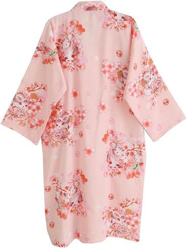 Women's Summer Cotton Kimono Robes Floral Pajamas Khan Steamed Bathrobe Yukata in Kuwait