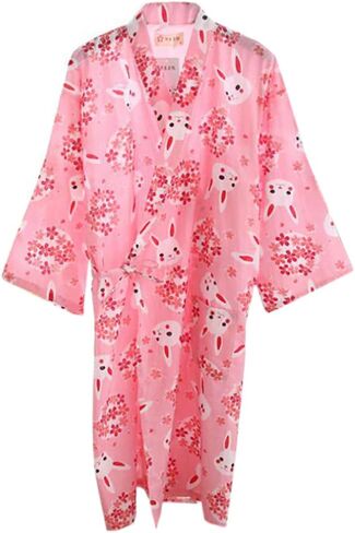 Women's Summer Cotton Kimono Robes Floral Pajamas Khan Steamed Bathrobe Yukata in Kuwait
