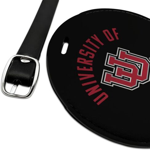 University of Utah Utes Round Leather Luggage Card Suitcase Carry-On ID Tag in Saudi Arabia
