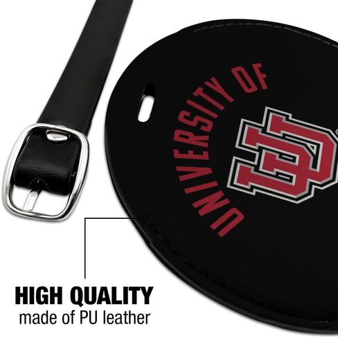 University of Utah Utes Round Leather Luggage Card Suitcase Carry-On ID Tag in Saudi Arabia
