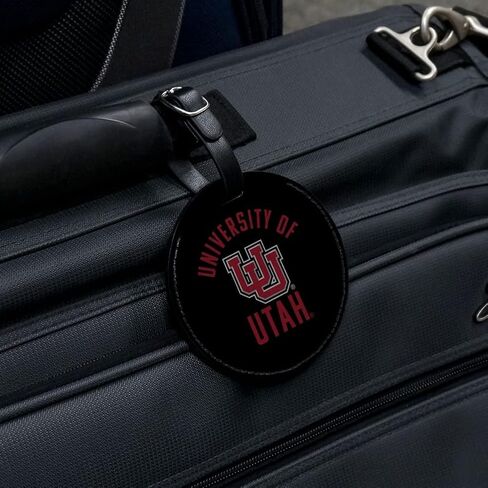 University of Utah Utes Round Leather Luggage Card Suitcase Carry-On ID Tag in Saudi Arabia