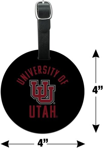 University of Utah Utes Round Leather Luggage Card Suitcase Carry-On ID Tag in Saudi Arabia