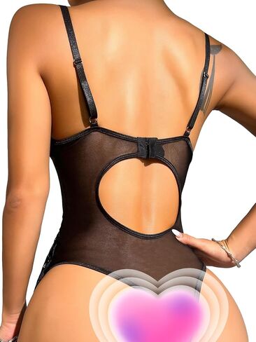 Lilosy Sexy Stocking Underwire Babydoll Heart Lace Mesh Garter Lingerie Set with Panty 4 Piece in Saudi Arabia