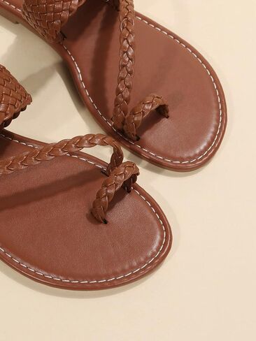 GORGLITTER Women's Braided Strappy Flat Sandals Cross Strap Slide Thong Sandals in Saudi Arabia