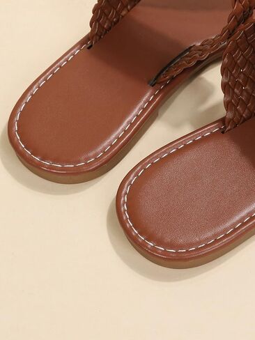 GORGLITTER Women's Braided Strappy Flat Sandals Cross Strap Slide Thong Sandals in Saudi Arabia