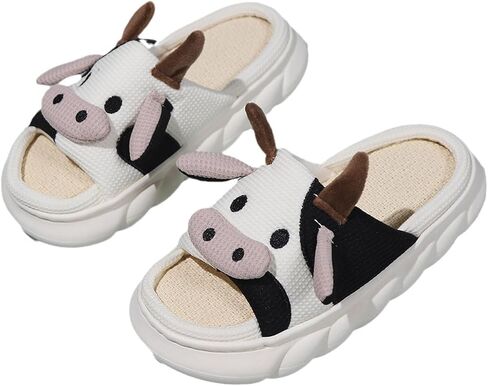 Cow Slippers for Women Cute Animal Shoes Warm Soft Sole Non-slip Lightweight in Kuwait