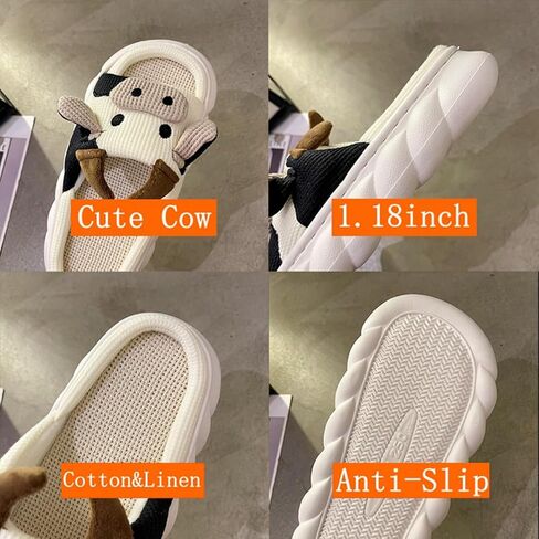 Cow Slippers for Women Cute Animal Shoes Warm Soft Sole Non-slip Lightweight in Kuwait
