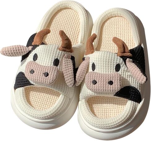 Cow Slippers for Women Cute Animal Shoes Warm Soft Sole Non-slip Lightweight in Kuwait