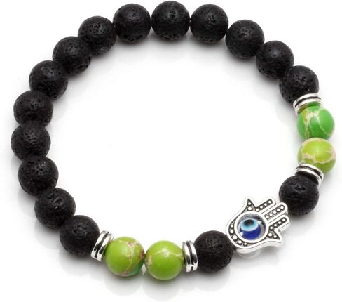 MILAKOO 7 Pcs Evil Eye Chakra Bracelet Lava Stone Essential Oil Diffuser Bracelet for Men Women in Saudi Arabia
