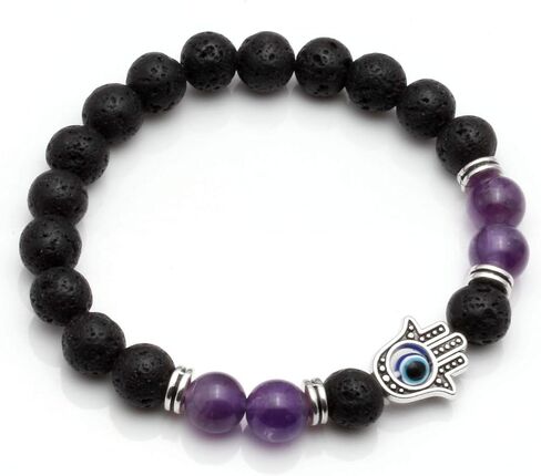 MILAKOO 7 Pcs Evil Eye Chakra Bracelet Lava Stone Essential Oil Diffuser Bracelet for Men Women in Saudi Arabia