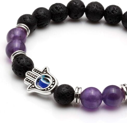 MILAKOO 7 Pcs Evil Eye Chakra Bracelet Lava Stone Essential Oil Diffuser Bracelet for Men Women in Saudi Arabia