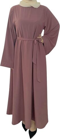 IKADEX Prayer Dress Muslim Woman Abaya with Belt Dubai Kaftan Pakistani Turkish Arabic Islamic Dresses in Saudi Arabia