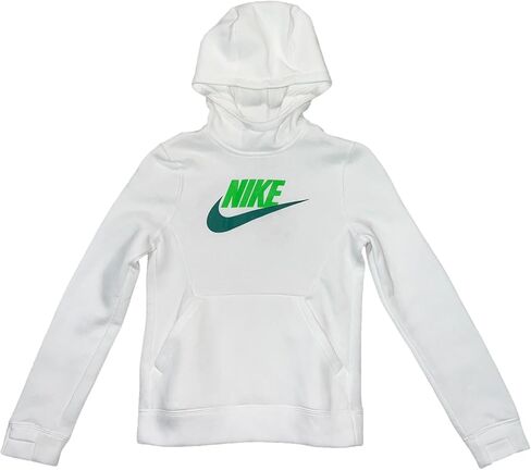 Nike Boys Sportswear Club+ Hbr Pullover Hoodie (White/Green/Green, Small) in Saudi Arabia