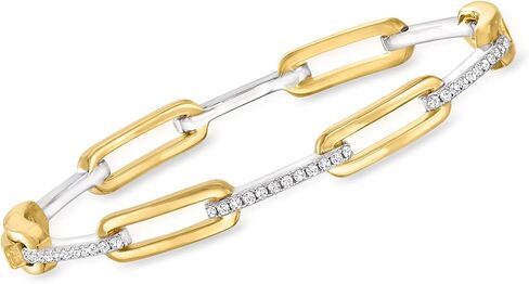 Ross-Simons Charles Garnier 1.00 ct. t.w. CZ Paper Clip Link Bangle Bracelet in 2-Tone Sterling Silver. 7.5 inches in Saudi Arabia
