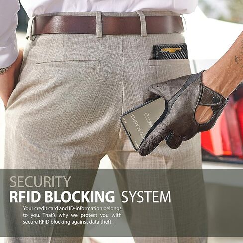 محفظة TRAVANDO Money Clip RIO - محافظ رجالية رفيعة وجيب أمامي RFID وحامل بطاقات صغير الحجم وصندوق هدايا ثنائي الطي (جلد كربون، كربون) in Kuwait